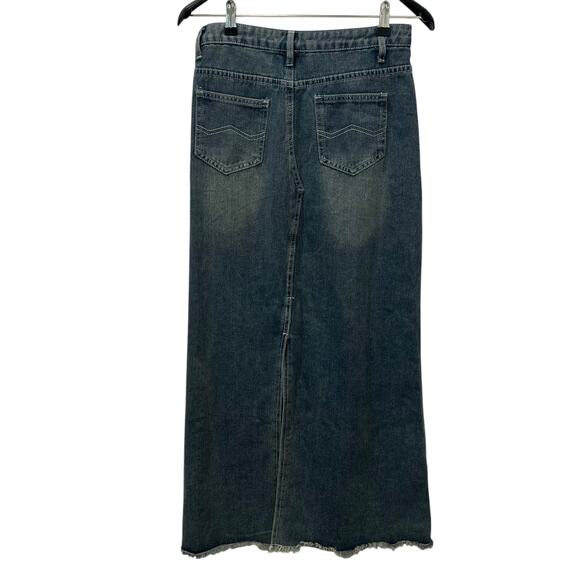 Fashion Jeans A-Line Midi Blue Demin Skirt Y2K 90s Boho Hippie Small - Picture 5 of 9